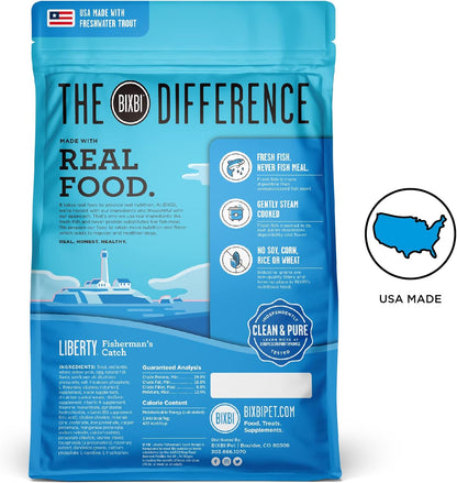 BIXBI Liberty Grain Free Dry Dog Food, Fisherman's Catch, 4 lbs - Fresh Fish, No Fish Meal - Gently Steamed & Cooked - No Soy, Corn, Rice or Wheat for Easy Digestion - USA Made