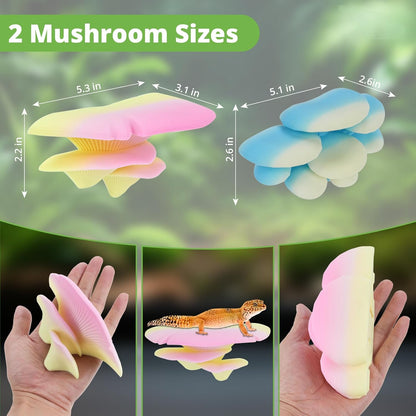 Mushroom Decor for Reptile Tank, Fish Tank, Pet-Safe Bearded Dragon Tank Accessories, Realistic Terrarium Plants for Leopard Geckos, Crested Geckos, Tree Frogs, Snakes (Forest, Trio Cap)