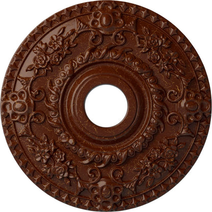Ekena Millwork Cm18Robmc Rose Ceiling Medallion, Burnished Mahogany Crackle
