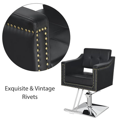 BarberPub Salon Chair for Hair Stylist, Hydraulic Barber Styling Chair, Beauty Spa Equipment 8813 (6" Seat Height Adjustment) (Black)