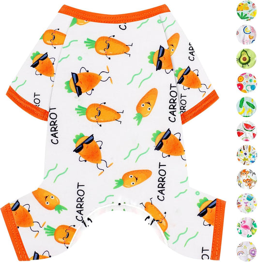 Dog Pajamas Pjs Summer Dog Clothes for Small Dogs Girl - Boy - Small Size Dogs, Soft Stretchy Puppy Clothes Doggie Onesies Cat Pet Jammies Outfit for Chihuahua Yorkie, Carrot, S