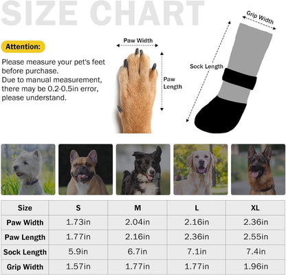 SCENEREAL Anti Slip Dog Boots & Paw Protectors for Hardwood Floor, Extended Dog Socks to Prevent Licking Paws, Waterproof Pet Snow Rain Shoe for Winter Large Senior Dogs, Grey XL