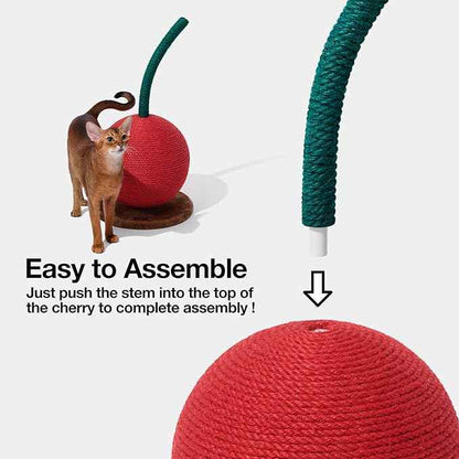 VETRESKA Cherry Cat Scratching Post, 22.64" Tall Cat Scratcher with Jute Rope Ball, Vertical Cat Scratch Post Claw Scratchers for Indoor Cats, Kitten Supplies