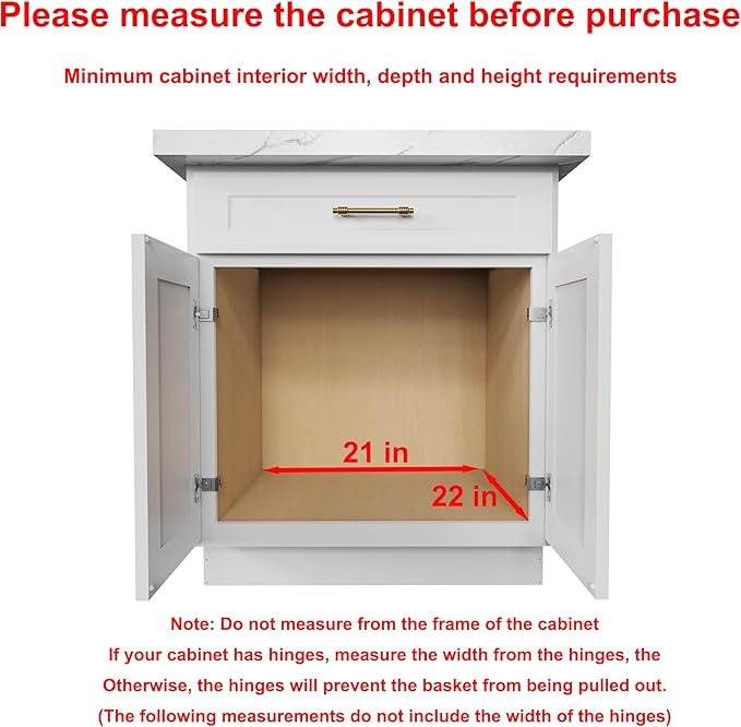 Pull Out Cabinet Organizer,Heavy-Duty Slide Out Shelf, Wood And Wire Basket, Pull Out Drawer for for Kitchen Under Sink Space, Pantry, Bathroom (20 * 21 WM)