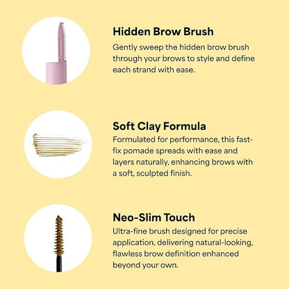 ENTROPY MAKEUP Tough Brow Finisher, 2-In-1 Brow Tint Mascara with Built-In Comb, Skinny Brush, Long-Lasting, Lightweight, Natural Hold and Soft Tint, Butter Cream