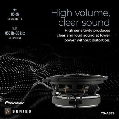 Pioneer A-Series Plus Ts-A879 3.5    2-Way Speakers (Pair) - 100W Max, Balanced Sound + Smooth Treble, Great Stock Replacement,