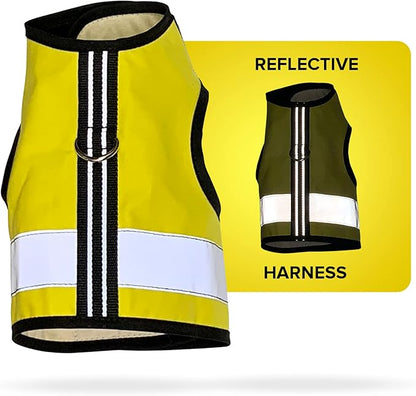 Kitty Holster Reflective Cat Harness – High-Visibility Cat Harness for Travel, Day and Night Walking - Soft Cotton Cat Accessories, Breathable, Secure & Washable, Made in USA - Sunshine Yellow, XS