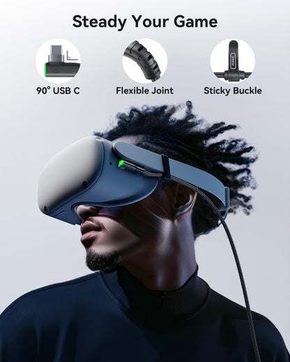 INIU Link Cable with Charging [16ft] for Meta Quest 3s Oculus Quest 3 Quest 2/Pro, Pico 4, PC VR, Steam VR, USB 3.0 High Speed Data Cable, USB C Charger Cord for VR Headset Accessories