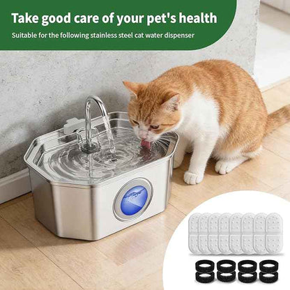 Apauk 8 Pack Replacement Filters/Sponges - Individually Packaged-Applicable to Cat Water Fountain Stainless Steel 108oz/3.2L, APAUK Automatic Pet Fountain Dog Water Dispenser