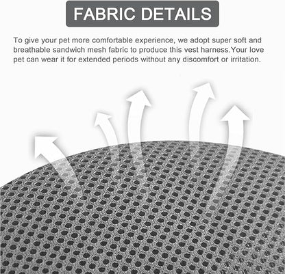 Cat Harness and Leash Set, Upgraded Escape Proof Adjustable Vest with Lead for Kitten Puppy Outdoor Walking, Soft Breathable Mesh Jacket with Reflective Strips for Dark Night, M, Gray