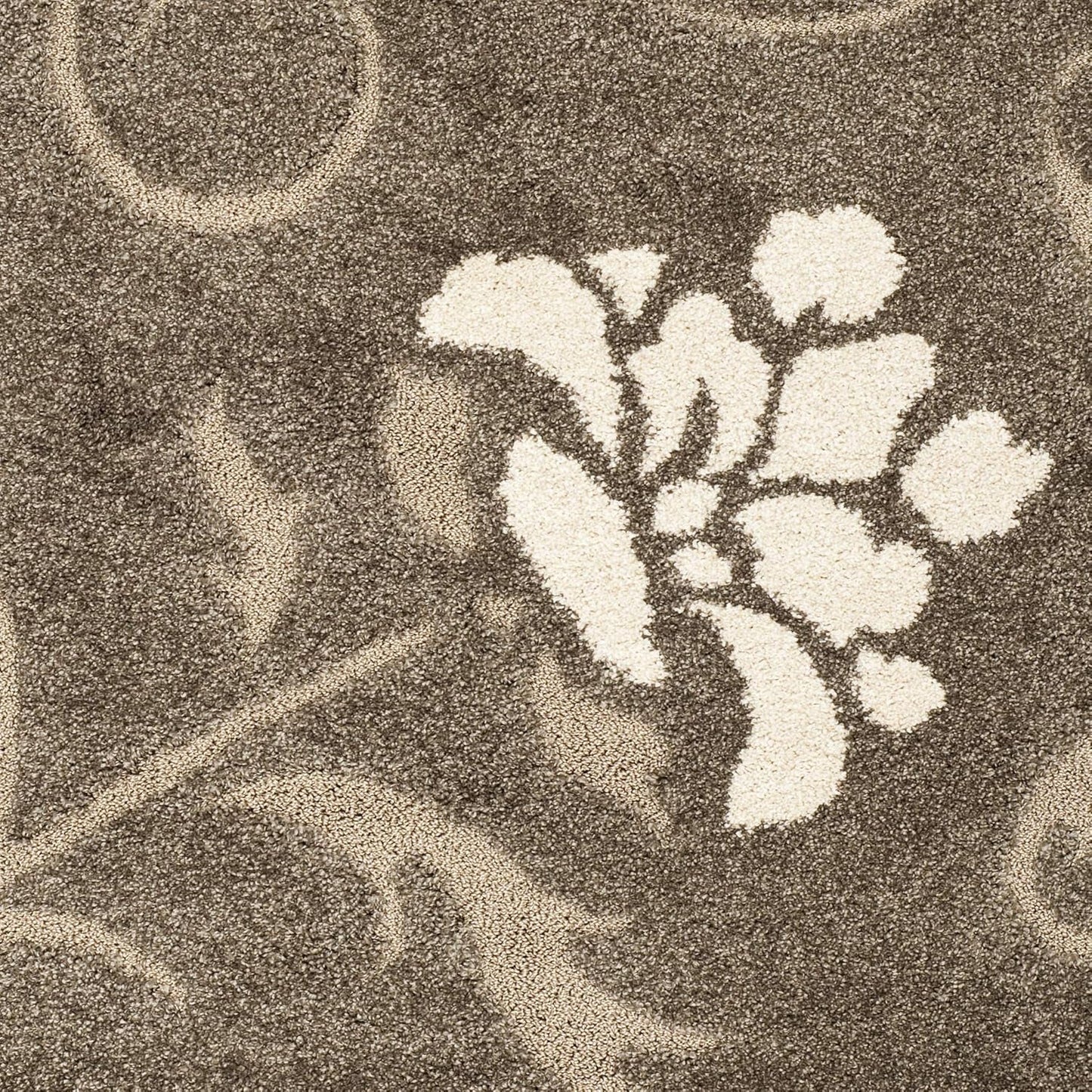 Florida Shag Collection Area Rug - 5'3" X 7'6", Smoke & Beige, Floral Design, Non-Shedding & Easy Care, 1.2-Inch Thick Ideal for High Traffic Areas in Living Room, Bedroom (SG464-7913)