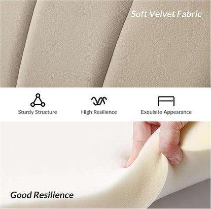 Modern Velvet Loveseat Sofa with Flower Shaped Back, Comfy Upholstered 2-Seater Sofa with Gold Metal Legs, Small Love Seat Accent Couch for Living Bedroom Leisure Areas, Tan
