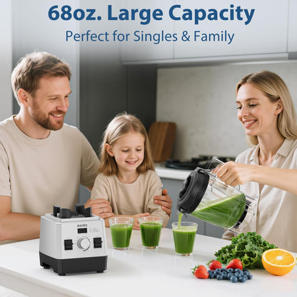 Blenders for Kitchen with 68Oz. Jar, 1800W Max Power Smoothie Blender, 3 Preset Programs & 7 Speeds, Professional Countertop Blender for Smoothies, Ice Crush, Frozen Drinks, Generation2 Silver