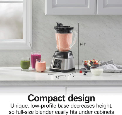 Blender for Smoothies with 5 Functions Including Auto Smoothie Cycle, Wave Action System for Ultra Smooth Results, 850 Watts, 40Oz BPA Free Glass Jar, Stainless Steel (56208)