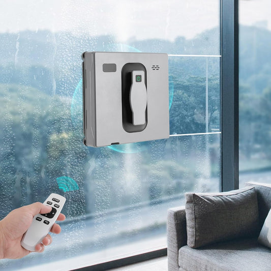 Window Cleaner Robot, Window Cleaning Machine 3 Cleaning Mode Automatic Window Vacuum Cleaner Remote Control/App Load 297.62 Lbs in Homes 8.5 X 8.5 X 2.7 Inch (Silver-Gray)