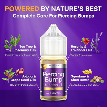 MURASAKI BEAUTY Piercing Bump Solution Oil, 1.06 fl oz, Aftercare Treatment
