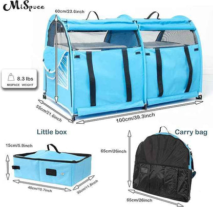 Mispace Portable 2 Pet Carriers for Cats Collapsible Cat Condo for Car Travel Pet Kennel Show Cages with Portable Carry Bag Hammocks Mats and Litter Box