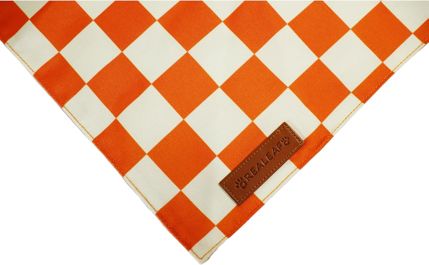Realeaf Thanksgiving Fall Dog Bandanas 2 Pack, Orange Plaid Pumpkin Pet Scarf for Boy and Girl, Premium Durable Fabric, Holiday Halloween Bandana for Medium and Large Dogs(Fall, Large)
