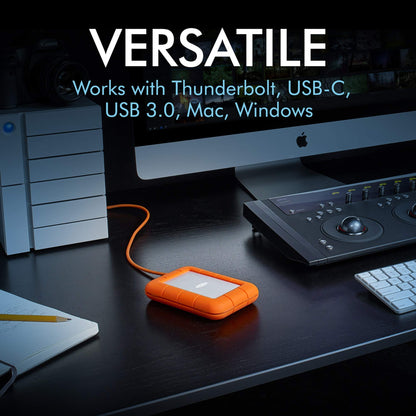 Lacie Rugged Thunderbolt Usb-C 2Tb External Hard Drive Portable Hdd - Usb 3.0 Compatible, Drop Shock Dust Water Resistant, Mac A