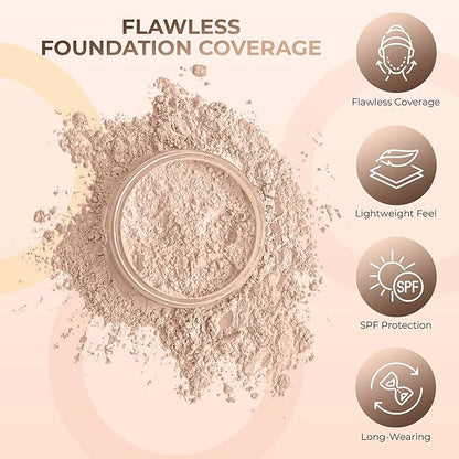 6pc FULL SIZE KIT KABUKI & KABAGGIE Tote Mineral Makeup Set Matte Foundation Bare Face Sheer Powder Cover (Light)