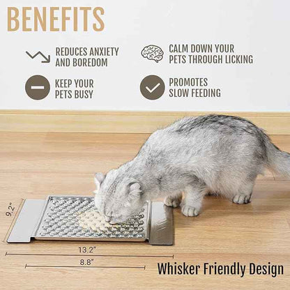 PEGGY11 Durable Stainless Steel Lick Pad for Cats & Dogs | Strong Suction Cups | Anxiety Relief & Slow Feeder | Dishwasher Safe - Two Pack
