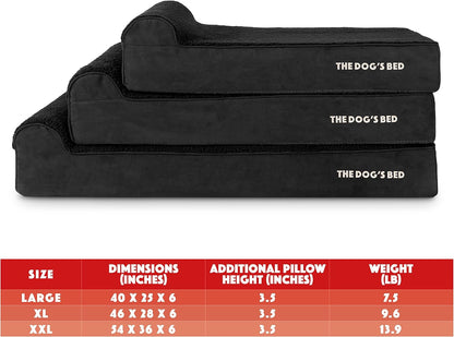 The Dog’s Bed Orthopedic Headrest Dog Bed Large Black Plush 40x25, Memory Foam, Pain Relief for Arthritis, Hip & Elbow Dysplasia, Post Surgery, Lameness, Veterinary Approved, Waterproof Washable Cover