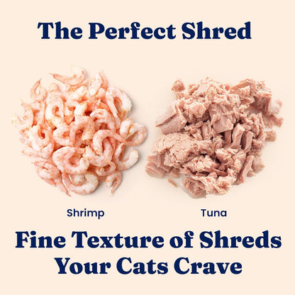 Solid Gold Wet Cat Food Shreds in Gravy - Healthy Canned Cat Food Made w/Real Tuna, Shrimp, Vitamins, Minerals & Taurine - Grain Free & Gluten Free Canned Meals for Cats & Kittens - 24ct/3oz Can