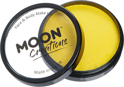 Pro Face & Body Paint Cake Pots by Moon Creations - Bright Yellow - Professional Water Based Face Paint Makeup for Adults, Kids - 1.26oz