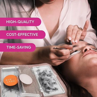 Eyesy Lash 500 Promade Fans - Volume Premade Lash Fans for Eyelash Extensions Pointy Base Handmade Loose Pre Made Eyelashes Middle Stem Soft and Lightweight (5D 0.05 C 8mm)