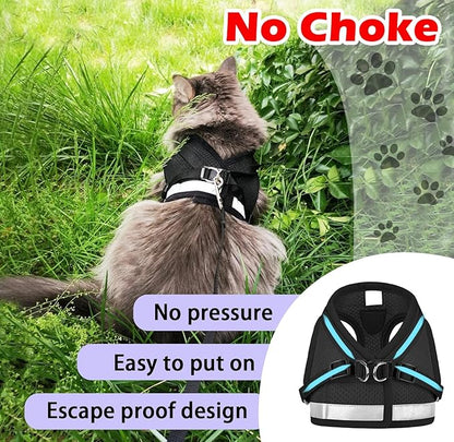 Cat Harnesses and Puppy Harness with Leashes Set, Escape Proof Cat Harness, Adjustable Reflective Soft Mesh Vest Fit Puppy Kitten Rabbit Ferrets's Outdoor Harness