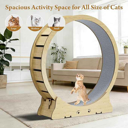 Large Cat Exercise Wheel, Quiet 48" Cat Treadmill for Indoor Cats, Running Wheel with Carpeted Runway & Stability Base, Ideal for Multiple Cats & Large Breeds for Fitness & Active Play