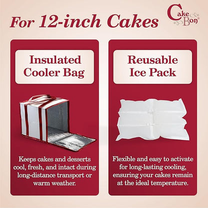 Cakebon 12-Inch Insulated Cake Bag with Ice Pack Sheets – Premium Cooling Solution for Cakes, Pastries & Cupcakes – Durable, Reusable, Moisture-Proof Design for Bakers & Food Deliveries (1-pack)