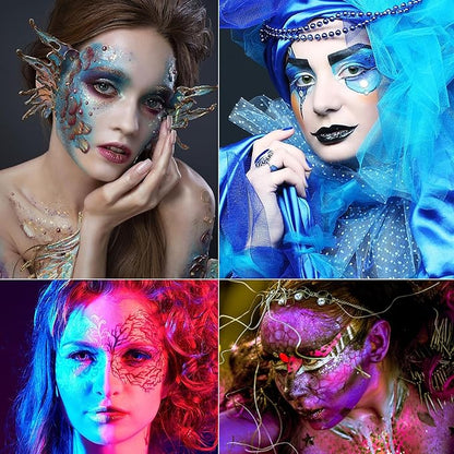 8 Pcs Glow in the Dark Face Body Paint,Blacklight Neon Face & Body Paints,Easily Cleanable Paint Set Neon Makeup Glow in the Dark Party Supplies A