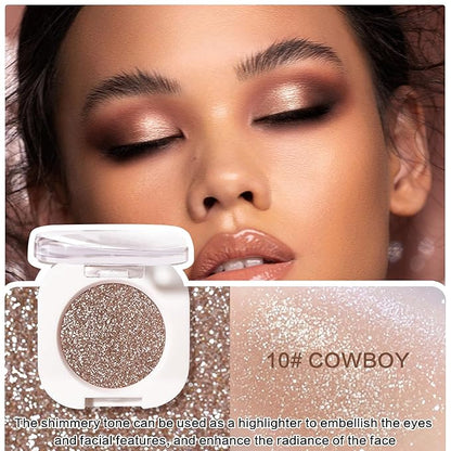 Shimmer Eyeshadow,Single Eye Shadow for Older Women,Blushing Lizard Eyeshadow Makeup,Lightweight Blendable Formula,Sombras de Ojos Profesional (10 Cowboy)