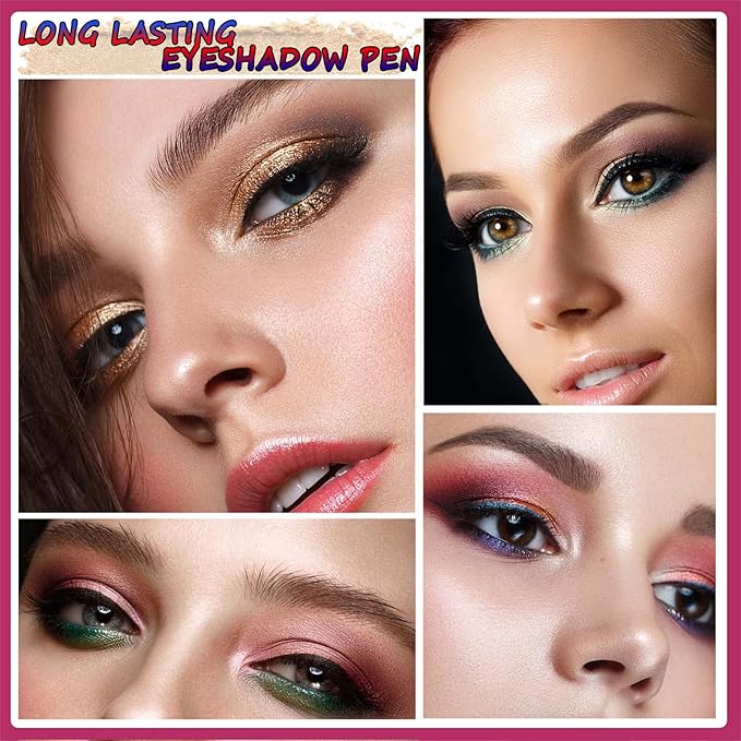 Rose Red Eyeshadow Stick 2 in 1 Eye Makeup Cream Glitter Shimmer Smooth Matte Palette Single Primer Eyeshadow Pencil, Hypoallergenic Waterproof Long Lasting Eye Shadow Stick