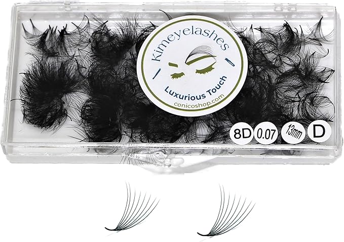 Kimeyelashes 8D - 0.07 C and D Curl 1000 Premade volume fans loose Fans, Handmade eyelash extensions supplies Russian volume lash promade fan (8D - 0.07 - Curl D, 10mm)