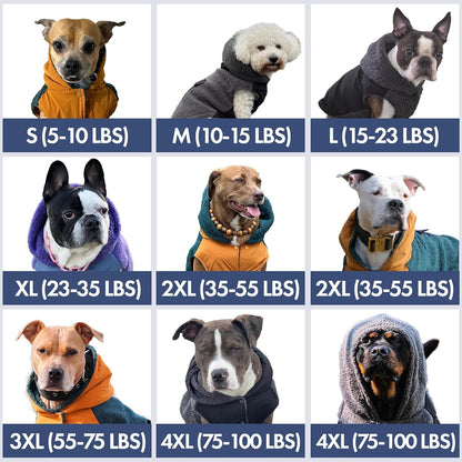 Spark Paws Reversible Dog Sweater, Sherpa Jacket Vest with Warm Fleece Lining, Warm Coat for Winter, Suitable for Small Medium, Large, XL XXL Dogs - Black and Grey - 4XL