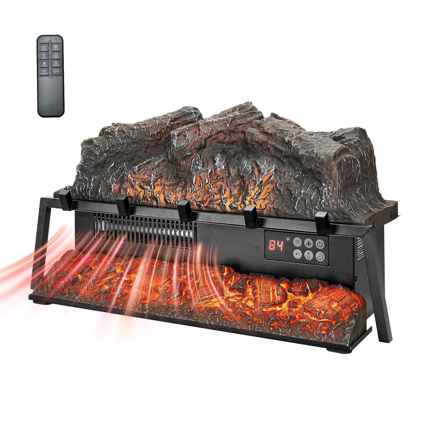 VEVOR Electric Fireplace Log, 25 inch Fireplace Insert Log Heater, with Crackling Sound,Remote Controller, 5 Adjustable Flame Br