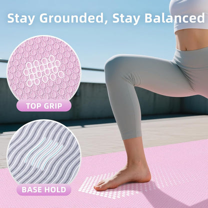 Extra Large Yoga Mat - 72"x35", 72"x48", 78"x57" - Wide TPE Exercise Mat for Home, Stretching, Couples & Family Workouts - 6-12mm Thick, Non-Slip & Waterproof - with Carry Bag and Straps