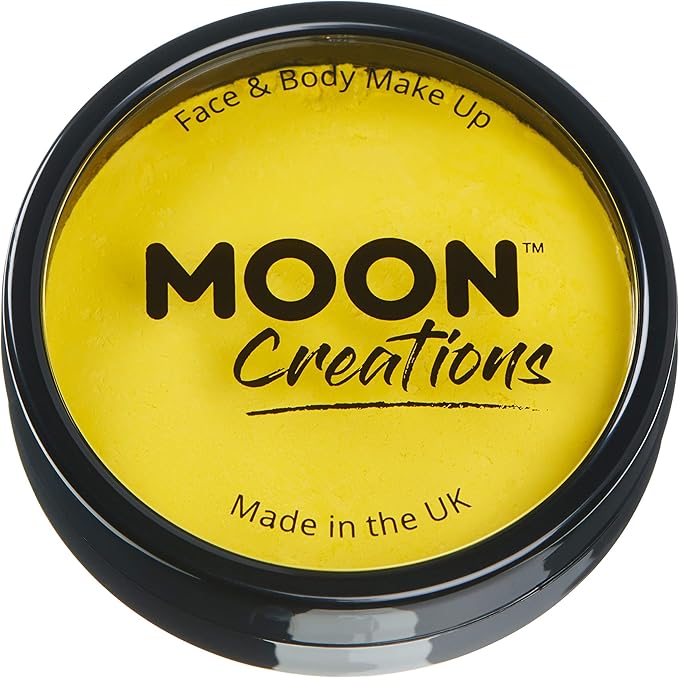 Pro Face & Body Paint Cake Pots by Moon Creations - Bright Yellow - Professional Water Based Face Paint Makeup for Adults, Kids - 1.26oz
