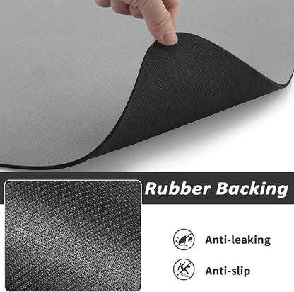 Dog Food Mat - Absorbent Cat Mat for Food and Water, No Stains Pet Feeding Bowl Mat, Easy to Clean Pet Placemats, Quick Dry Dog Water Dispenser Mat for Messy Drinkers | Paw Grey 12"x 19"