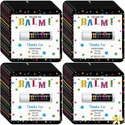 120 Pack Christmas Employee Appreciation Gift Bulk Lip Balm Teacher Staff Team Xmas Thank You Gift You're the Balm Thanksgiving Party Favors Christmas Stocking Stuffers for Women Men Volunteer