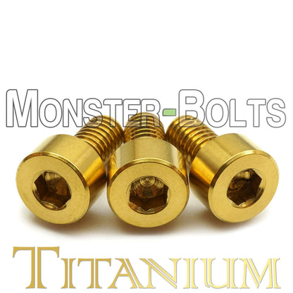 Gold Anodized Titanium Finish Screws (3) - Floyd Rose Style Guitar Locking Nut Screws Set - Monsterbolts (Qty 3, Titanium - Gold