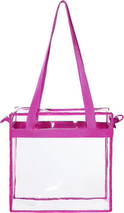 BAGAIL Clear Bags 12x6x12 Stadium Approved Clear Tote Bag with Zipper Closure Crossbody Shoulder Bag with Adjustable Strap
