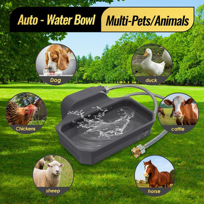 135OZ Automatic Water Dispenser for Large Dogs Patented Outdoor Dog Water Bowl Dispenser Automatic Dog Feeder Fit 3/4'' GHT Faucet Dog Waterer Include Water Hose Extra-Large Drinking Area