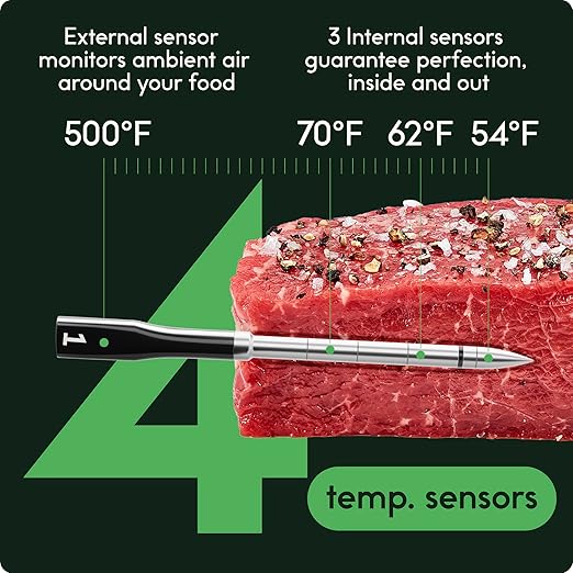 CHEF iQ Sense Smart Wireless Meat Thermometer with 2 Ultra-Thin Probes, Unlimited Range Bluetooth Meat Thermometer, Digital Food Thermometer for Remote Monitoring of BBQ Grill, Oven