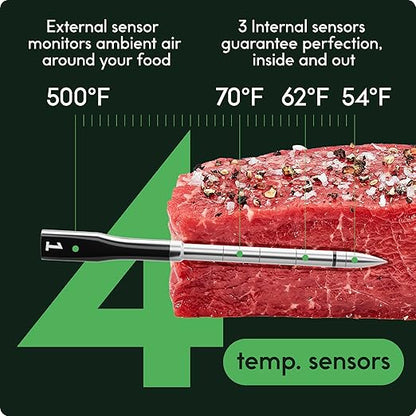 CHEF iQ Sense Smart Wireless Meat Thermometer with 2 Ultra-Thin Probes, Unlimited Range Bluetooth Meat Thermometer, Digital Food Thermometer for Remote Monitoring of BBQ Grill, Oven