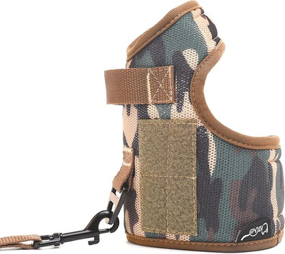 Tactical Kitty Harness and Leash for Walking Escape Proof Breathable Mesh Fabric, Green Jungle Camo, X-Small, Adjustable Cat Walking Jackets, Padded Stylish Cat Vest