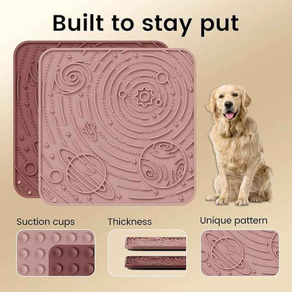 OHMO Lick Mat for Dogs and Cats(Large, Mars&Coral, 2pcs) Enrichment Accessories Toy Space Star Easy Clean Pet Slow Feeder/Suction Cups, Licking Pad for Anxiety Relief and Boredom Reduction