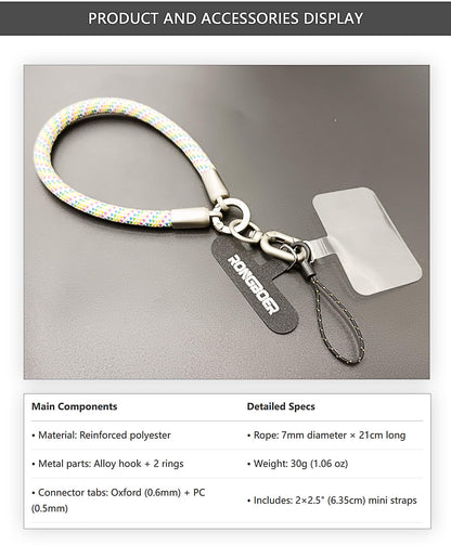 Rongboer Premium Phone Lanyard For Iphone&Android-Stylish Unisex Wrist Strap With Alloy Metal Hook&Reinforced Polyester-R14 (Rai